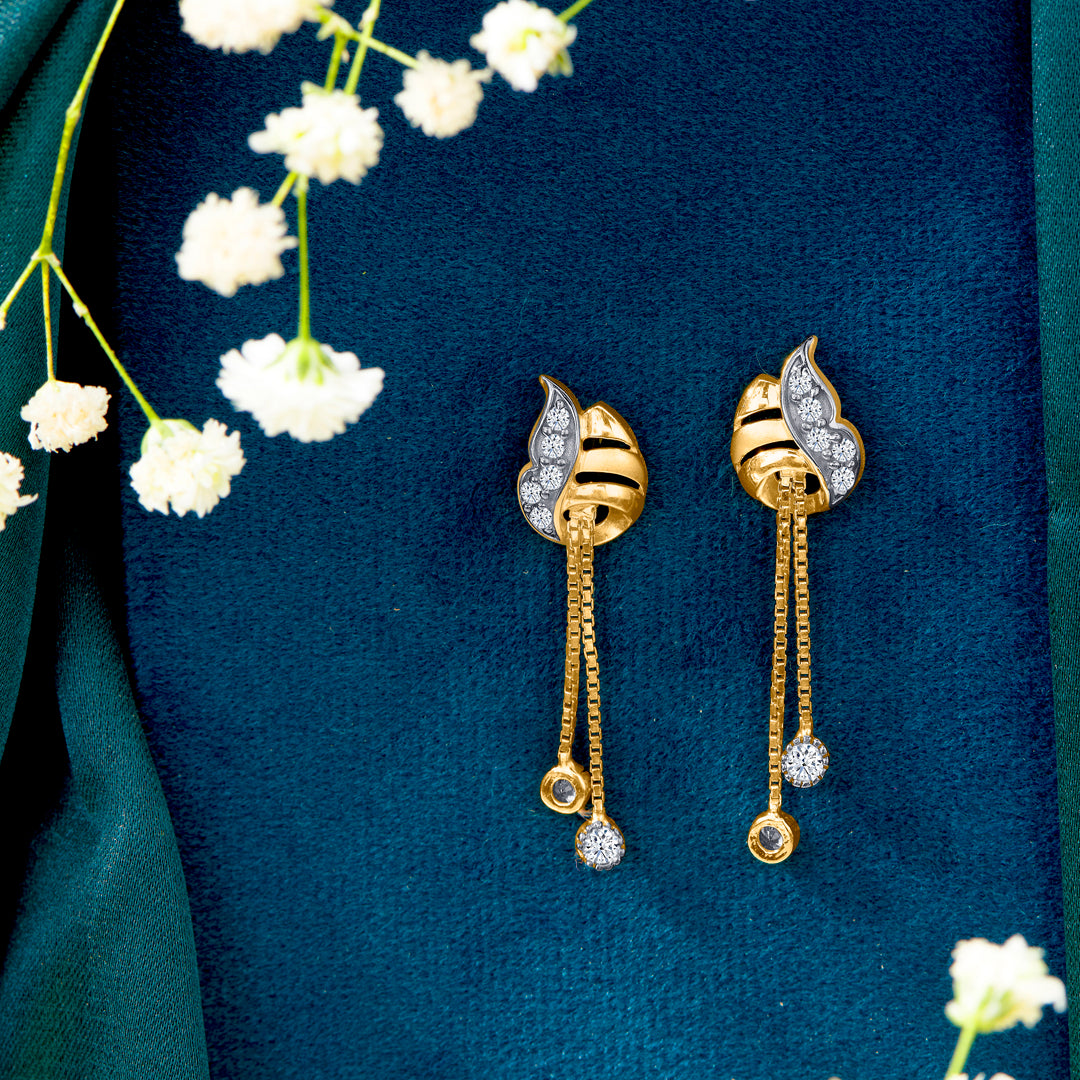 Serene Swirls Yellow Gold Dangler Earring For Women