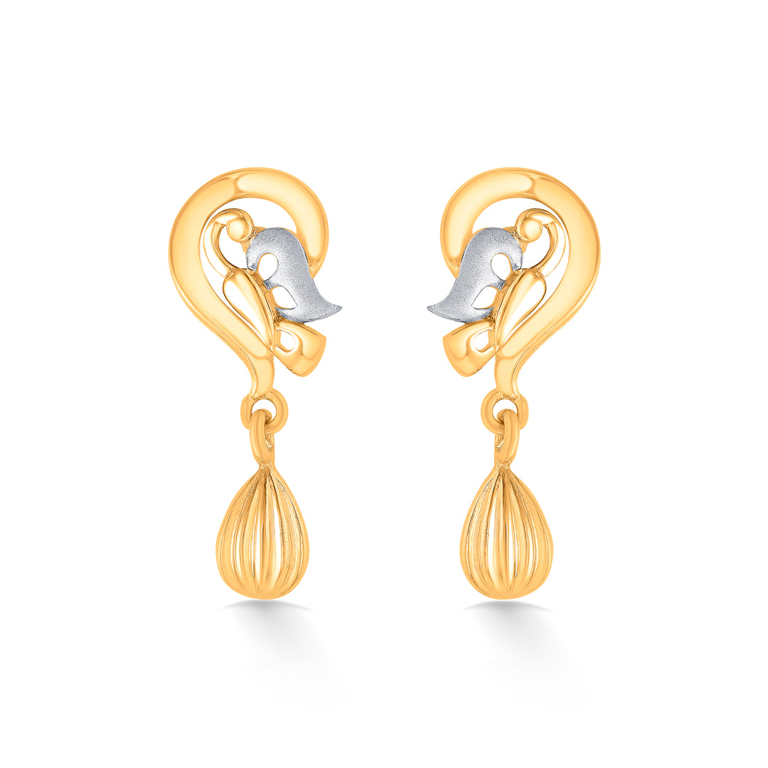 Curving Climb Yellow Gold Dangler Earring For Women
