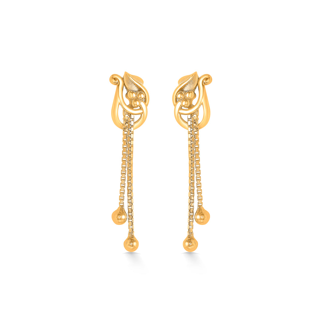 Serene Spirals Yellow Gold Dangler Earring For Women