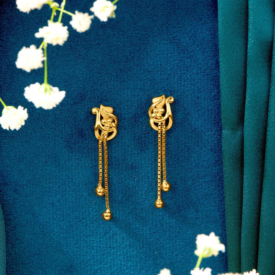 Serene Spirals Yellow Gold Dangler Earring For Women