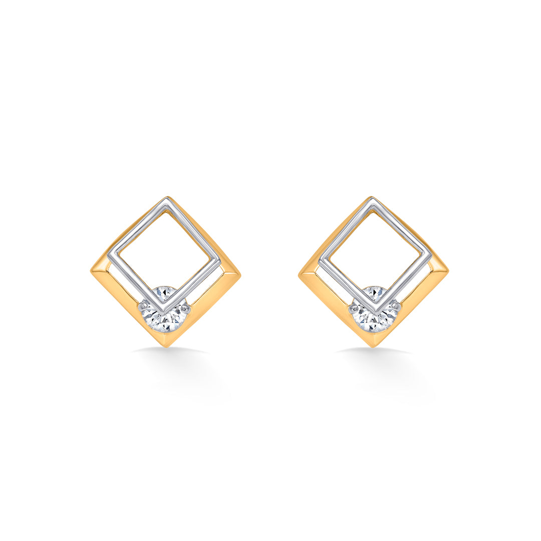 Bold Corners Yellow Gold Stud Earring For Women