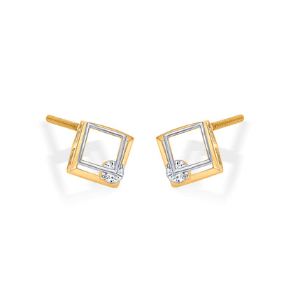 Bold Corners Yellow Gold Stud Earring For Women