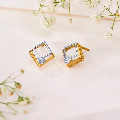 Bold Corners Yellow Gold Stud Earring For Women