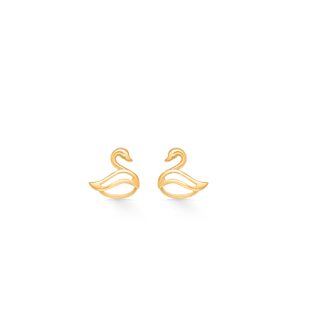 Swan Grace Yellow Gold Stud Earring For Women