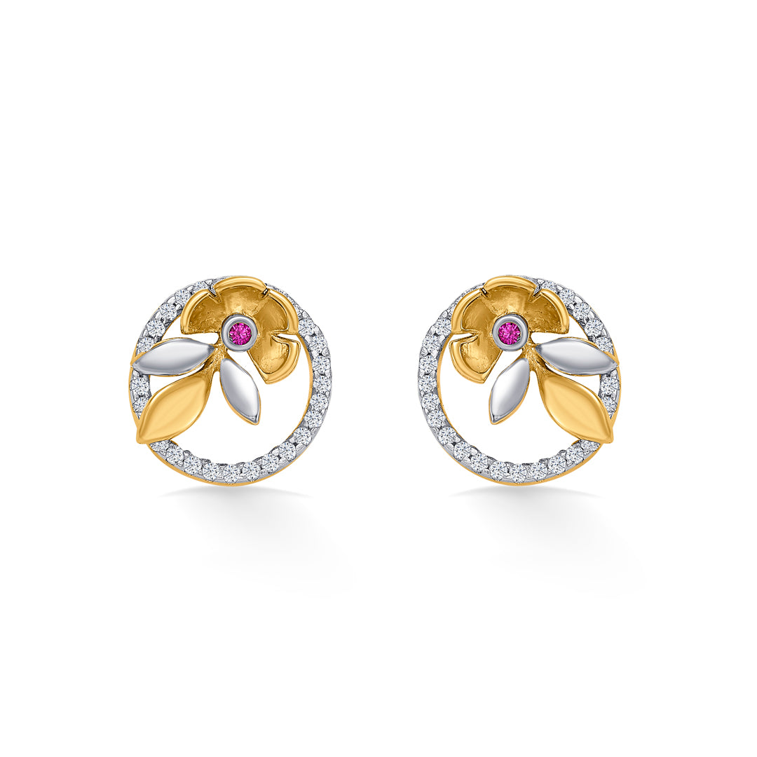 Rosebud Radiance Yellow Gold Stud Earring For Women