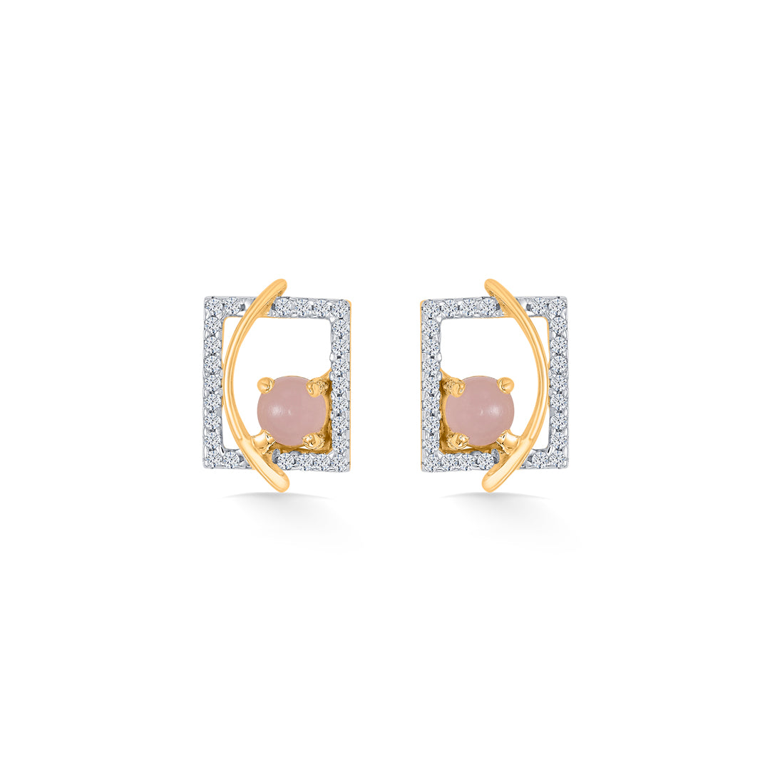 Linear Lux Yellow Gold Stud Earring For Women