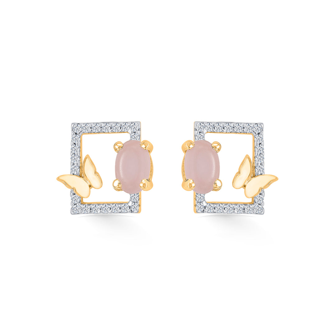Symmetry Grace Yellow Gold Stud Earring For Women