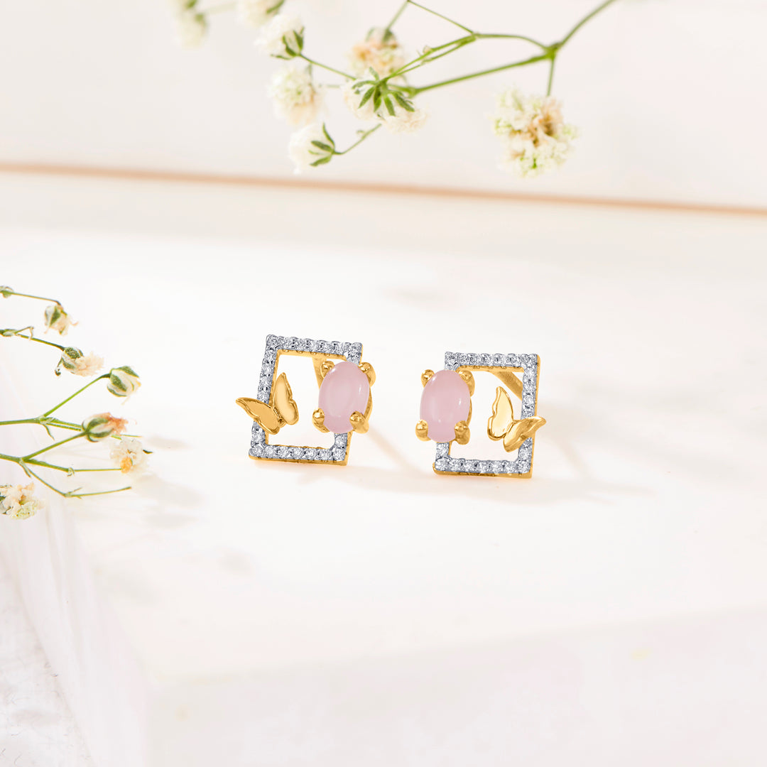 Symmetry Grace Yellow Gold Stud Earring For Women