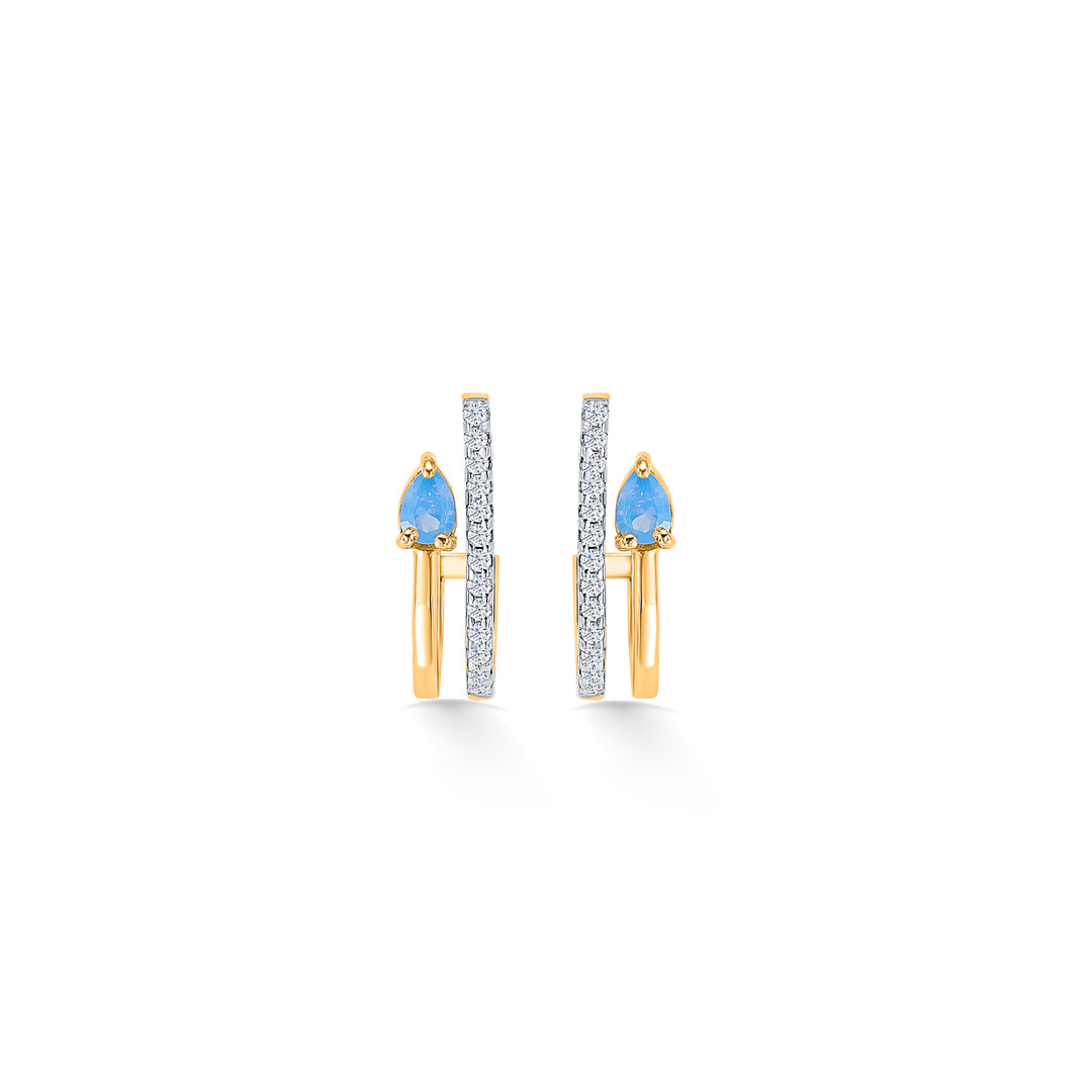 Oceanic Peak Yellow Gold Hoops & Huggies Earring For Women