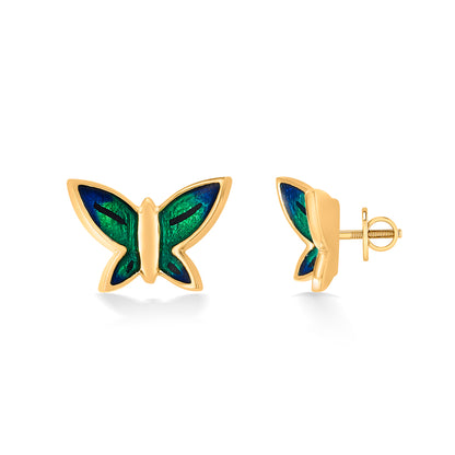 Tropical Flutter Yellow Gold Stud Earring For Women