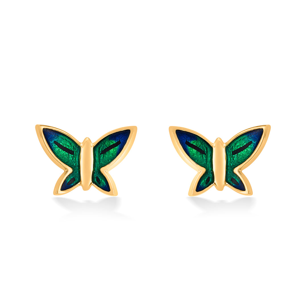tropical flutter yellow gold stud earring for women