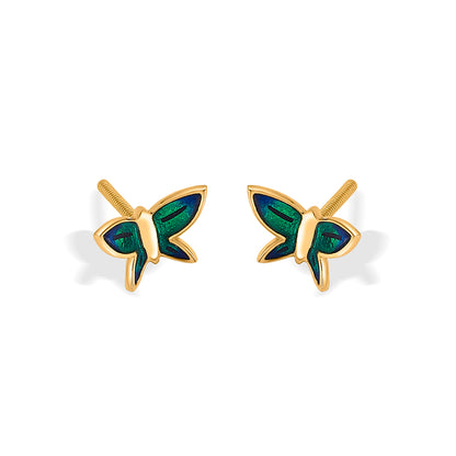 Tropical Flutter Yellow Gold Stud Earring For Women