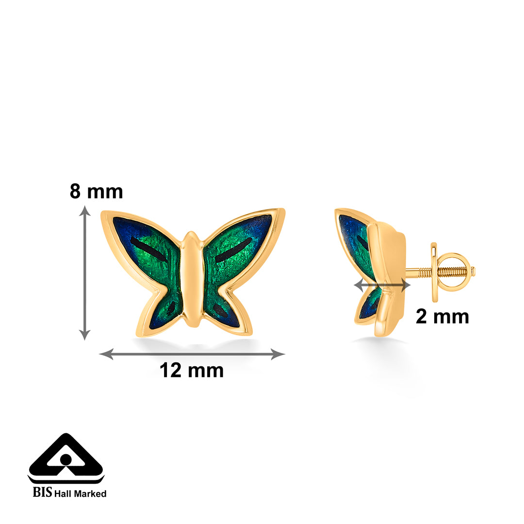 tropical flutter yellow gold stud earring for women