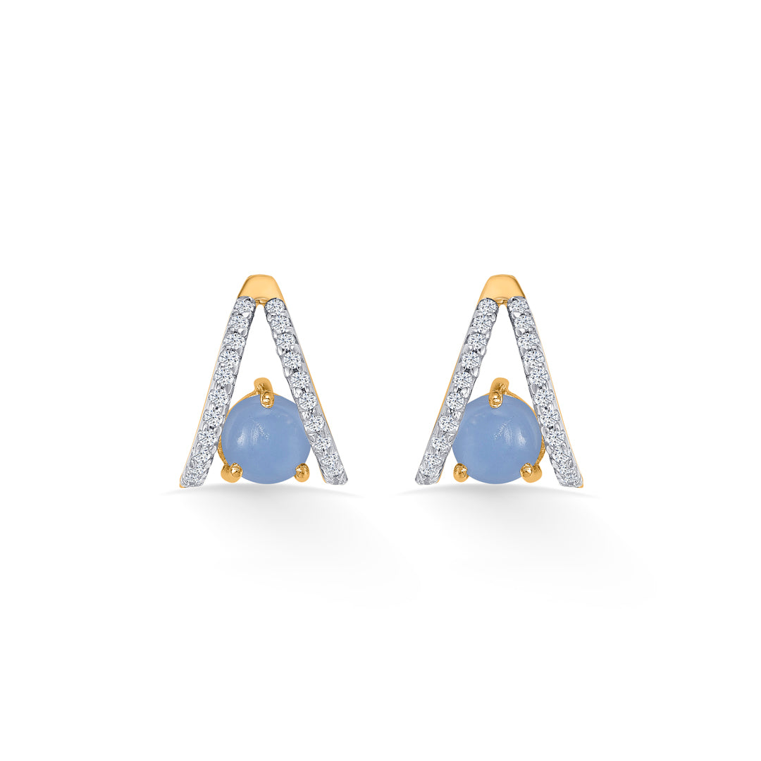 Skyline Trio Yellow Gold Stud Earring For Women
