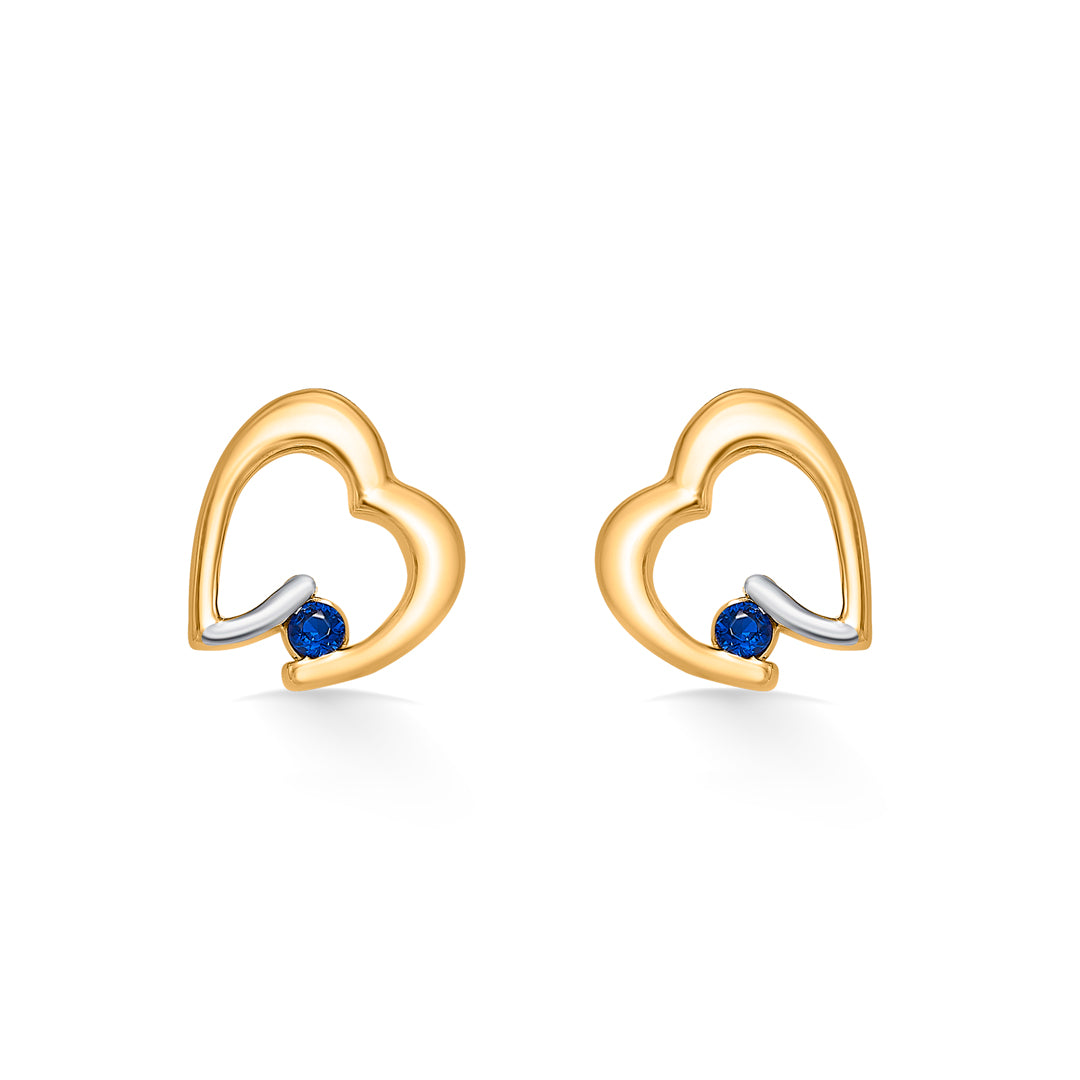 Heartfelt Blue Yellow Gold Stud Earring For Women