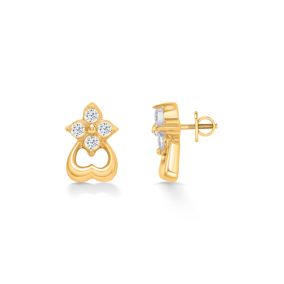flora 22 karat (916) yellow gold stud earring for women