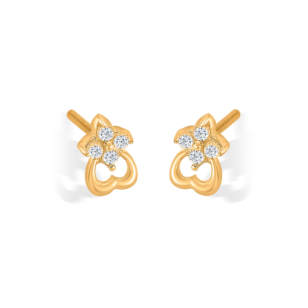 flora 22 karat (916) yellow gold stud earring for women