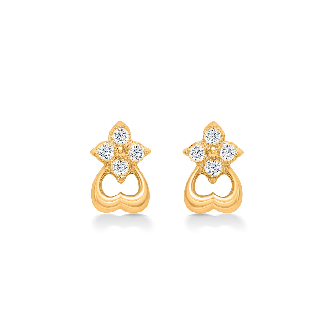 Flora Yellow Gold Stud Earring For Women