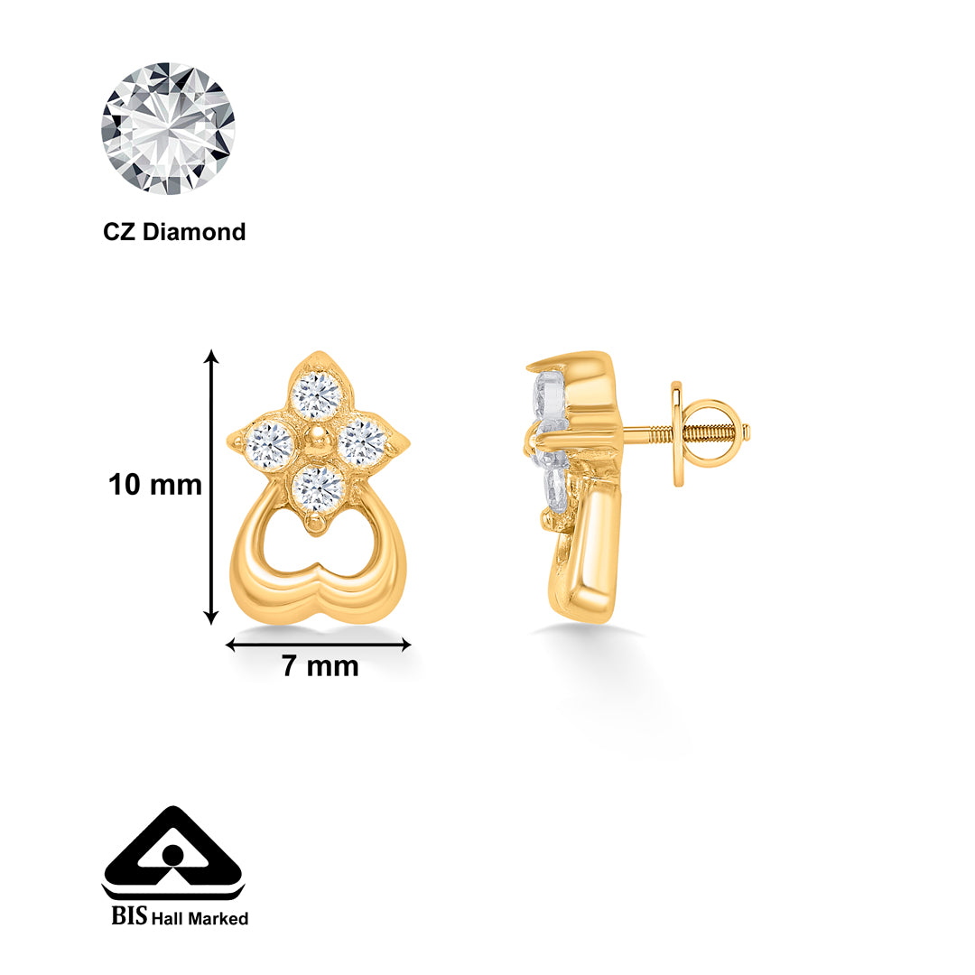 flora 22 karat (916) yellow gold stud earring for women