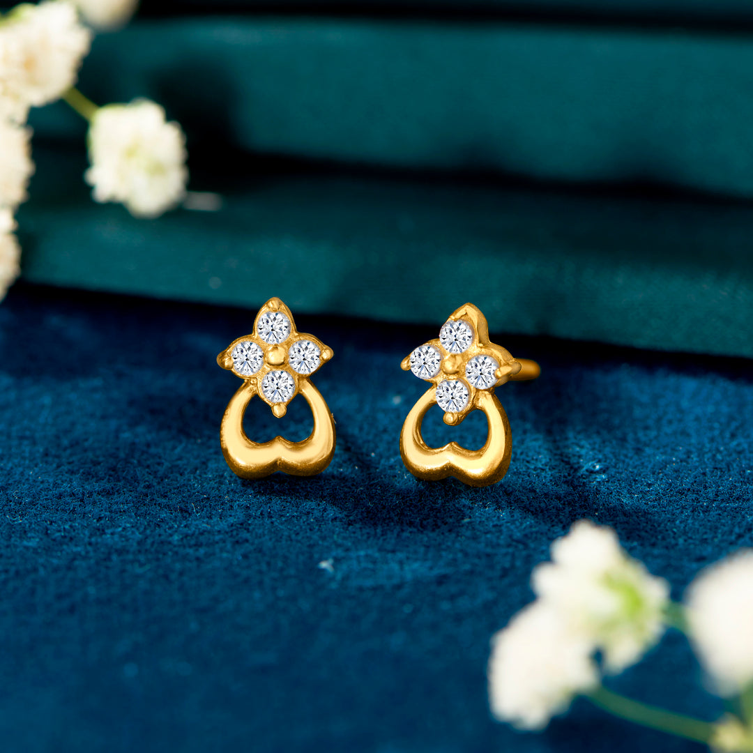 Flora Yellow Gold Stud Earring For Women