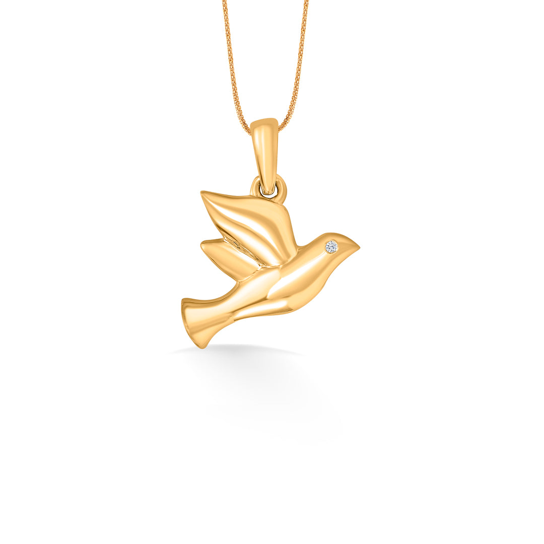 Dove Yellow Gold Charm Pendant For Women