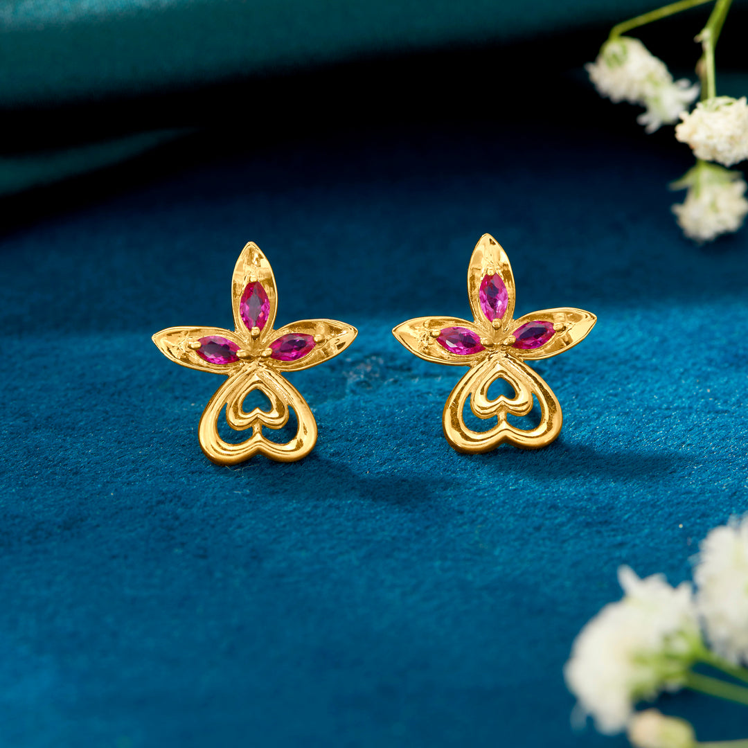 Lamina Diamond Studded Gold Earring For Women