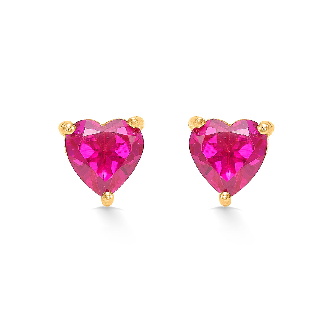 Sweetheart Charm Red Diamond Studded Gold Earring For Women