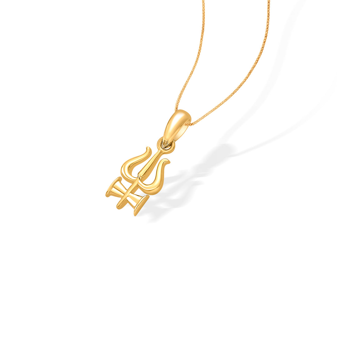 trishul religious gold pendant for women