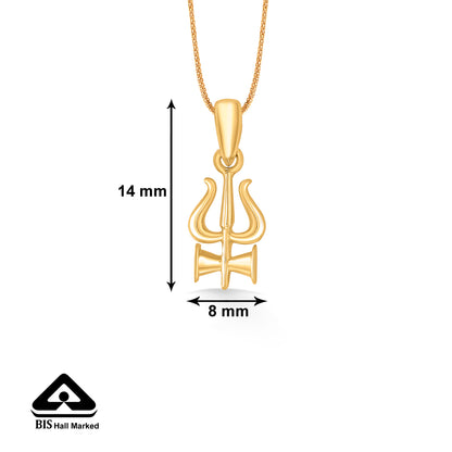 Trishul Religious Gold Pendant For Women