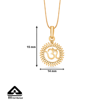 Om Religious Gold Pendant For Women