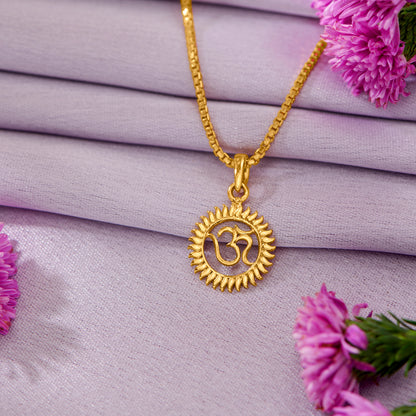 Om Religious Gold Pendant For Women