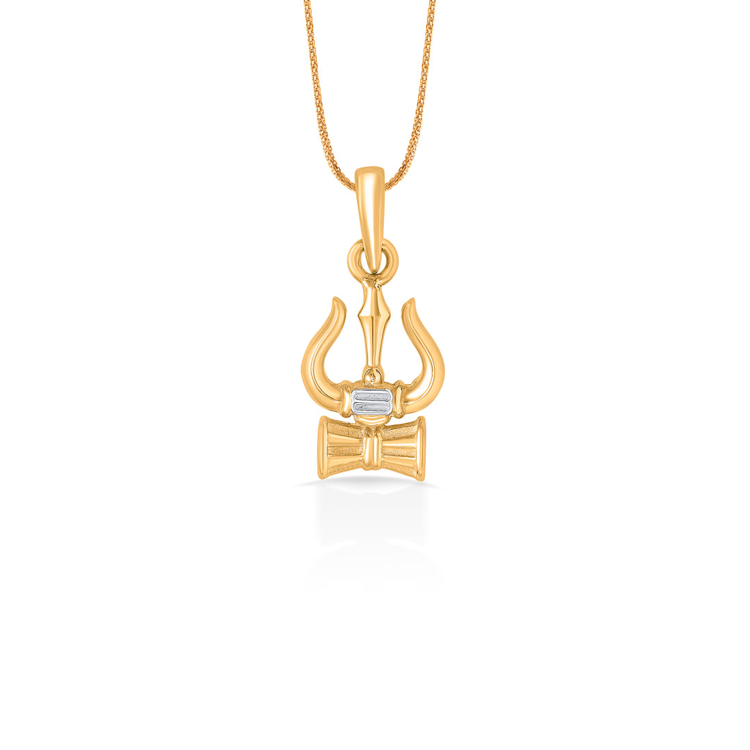 Trishul Damru Religious Gold Pendant For Women