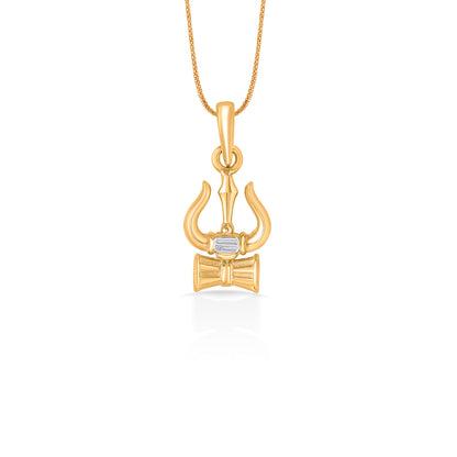 Trishul Damru Religious Gold Pendant For Women