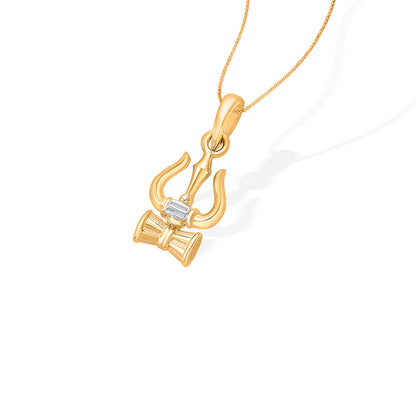 Trishul Damru Religious Gold Pendant For Women