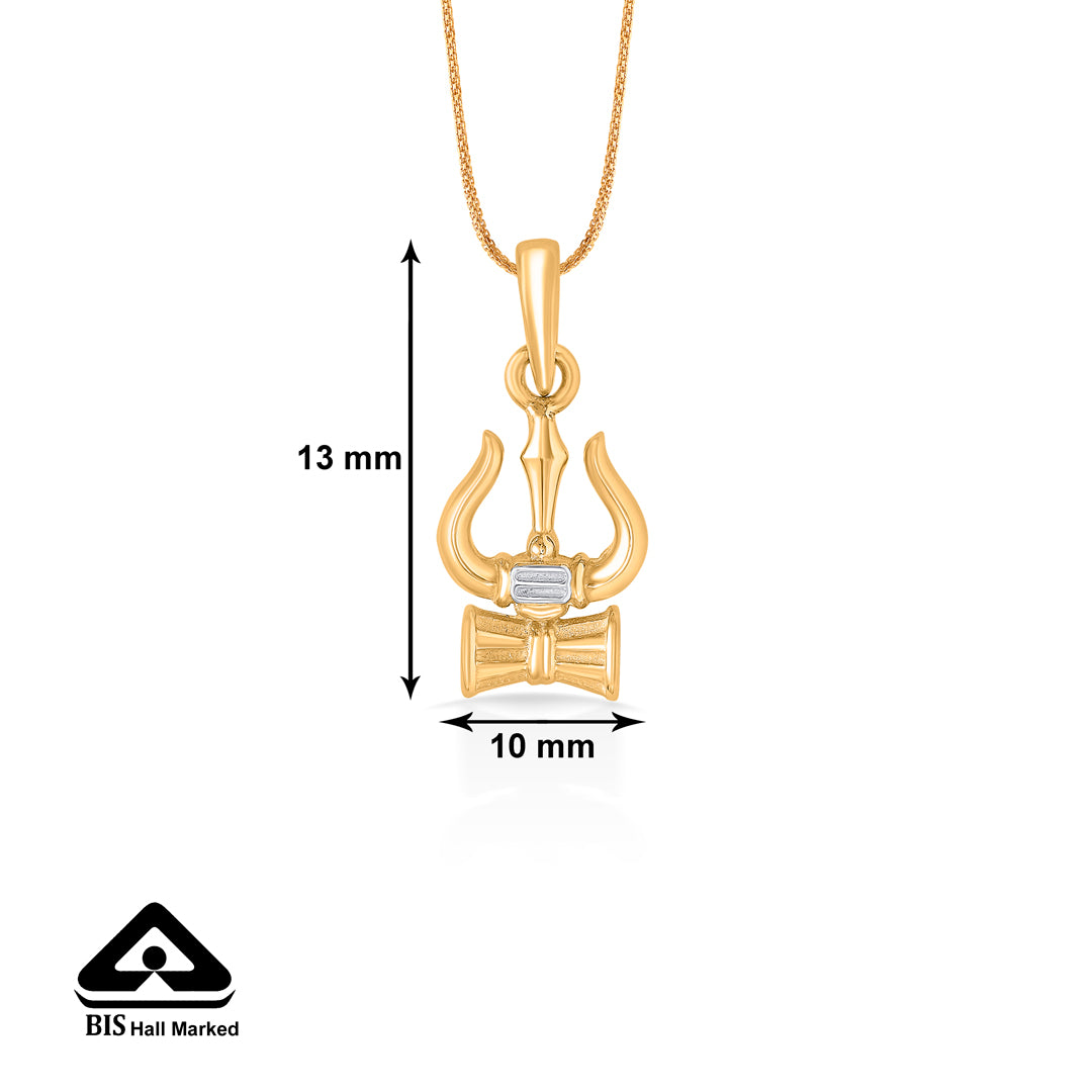 trishul damru religious gold pendant for women