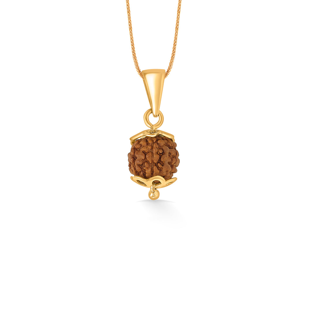 Panchmukhi Rudraksha Religious Gold Pendant For Women