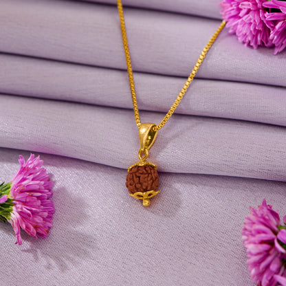 Panchmukhi Rudraksha Religious Gold Pendant For Women