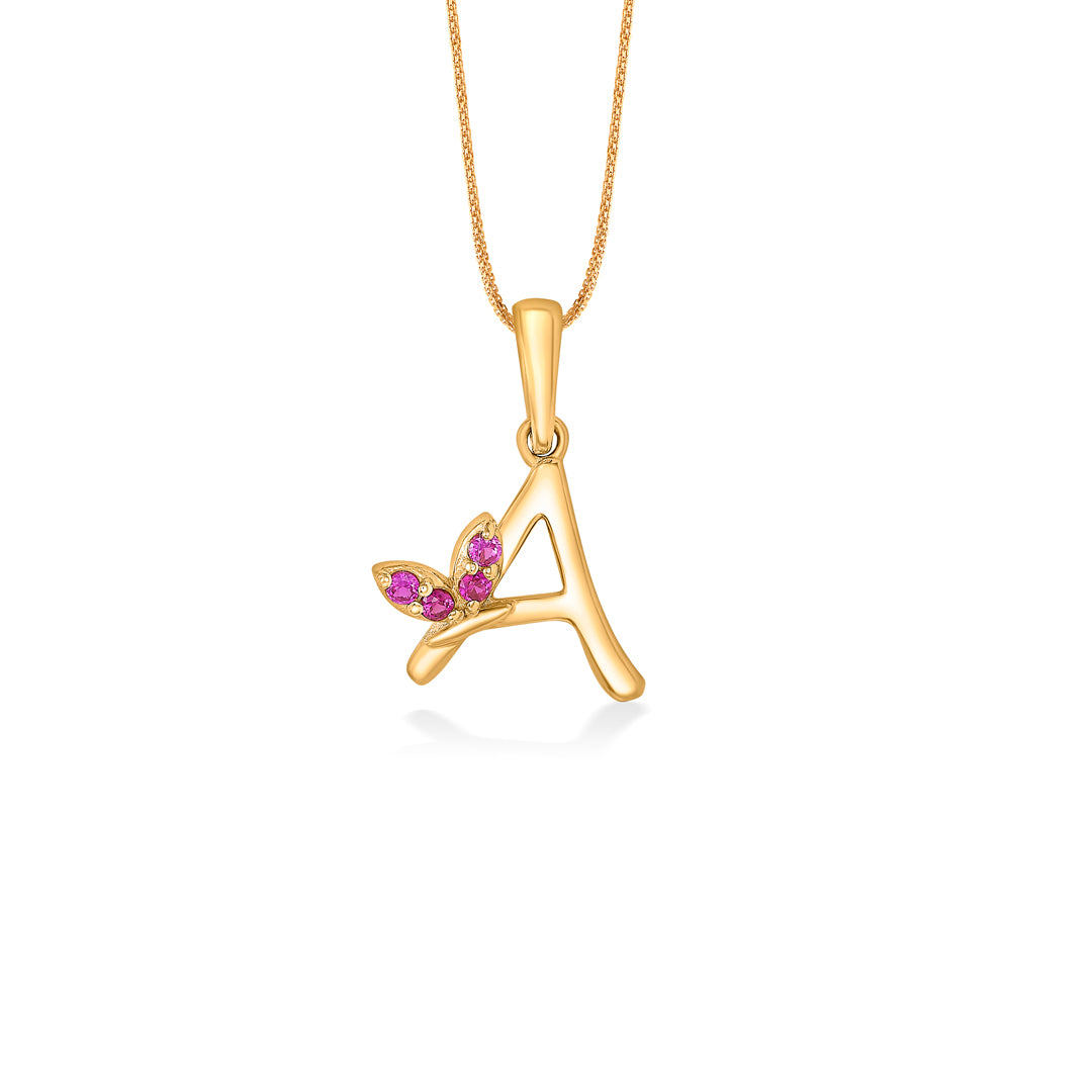 Alphabate A Yellow Gold Pendant For Women