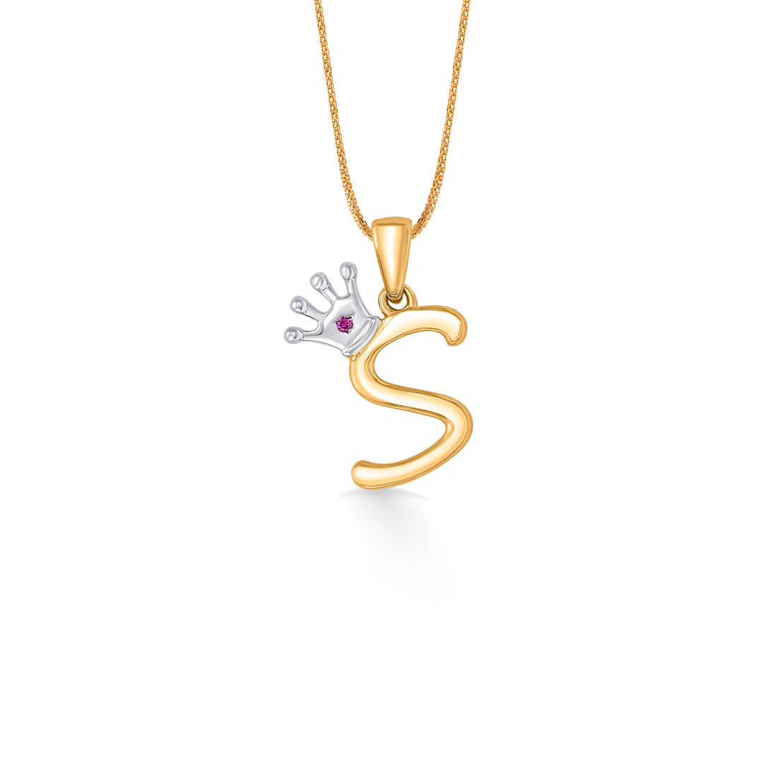 Alphabate S Yellow Gold Pendant For Women