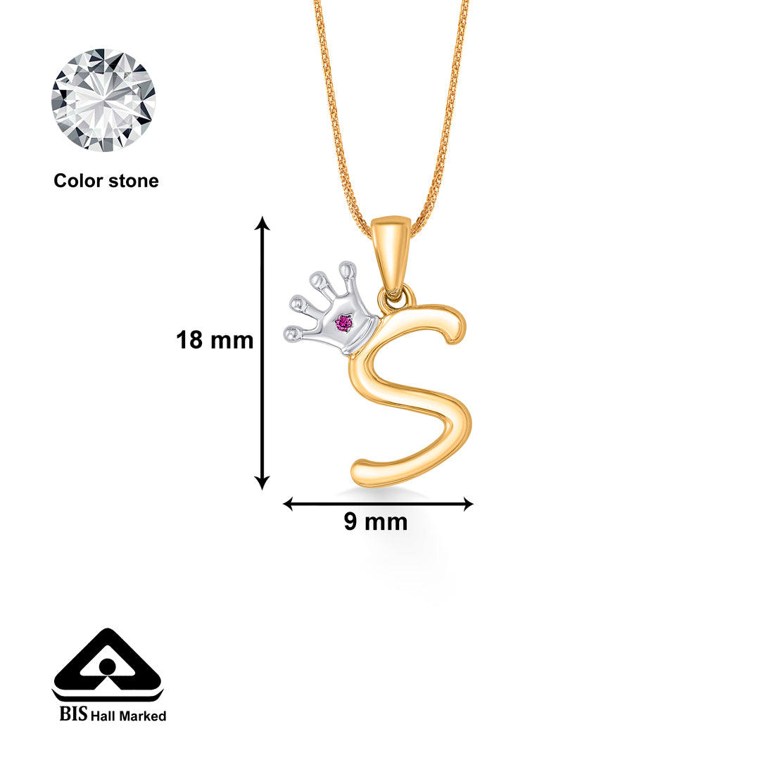 alphabate s 22 karat (916) yellow gold pendant pendant for women