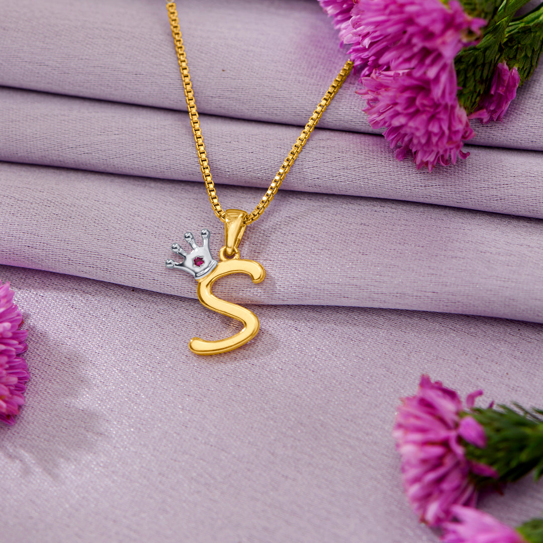 alphabate s 22 karat (916) yellow gold pendant pendant for women