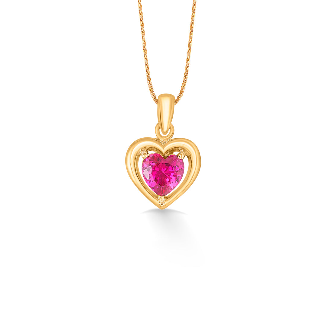 heart stone studded gold pendant for women