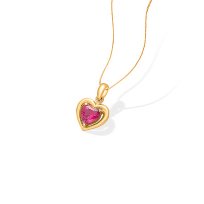 Heart Stone Studded Gold Pendant For Women