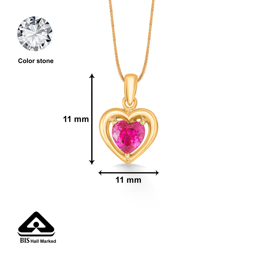 heart stone studded gold pendant for women