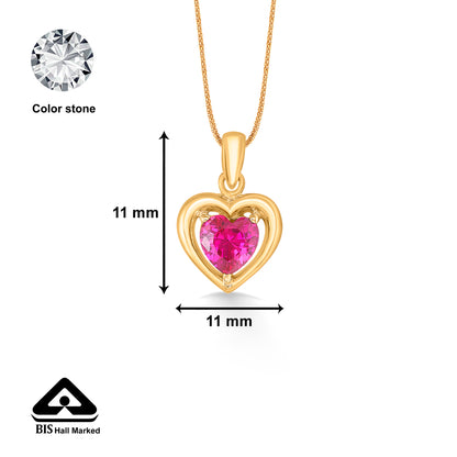 Heart Stone Studded Gold Pendant For Women