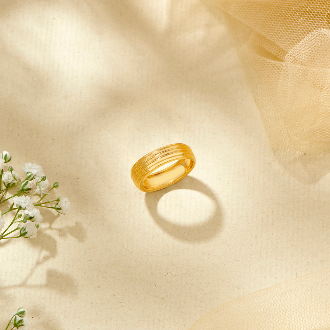 Gilded Yellow Gold Band Ring For Men