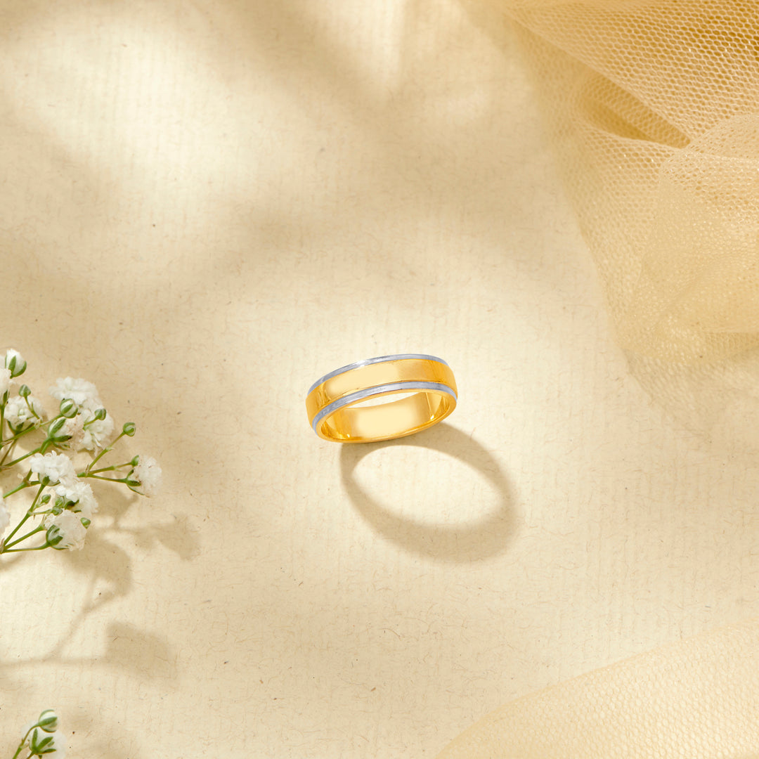Amber Yellow Gold Band Ring For Men
