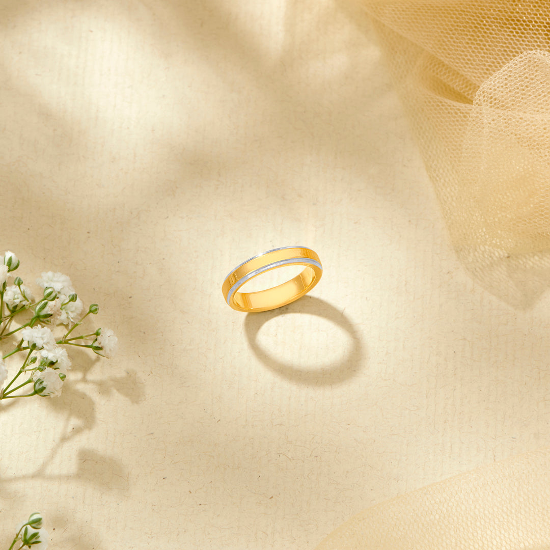 Amber Yellow Gold Band Ring For Women