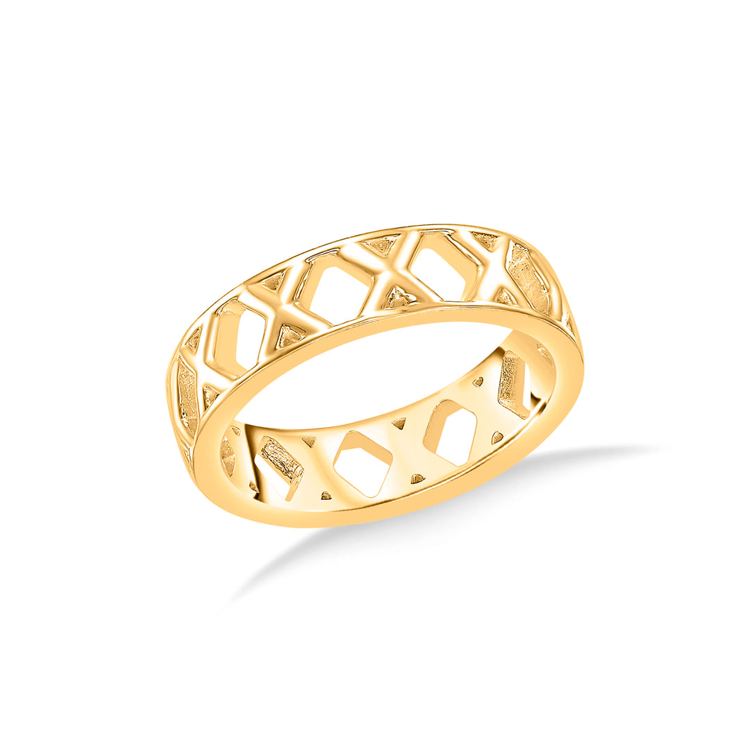geolattice charm gold band ring
