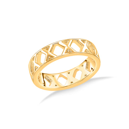 GeoLattice Charm Gold Band Ring